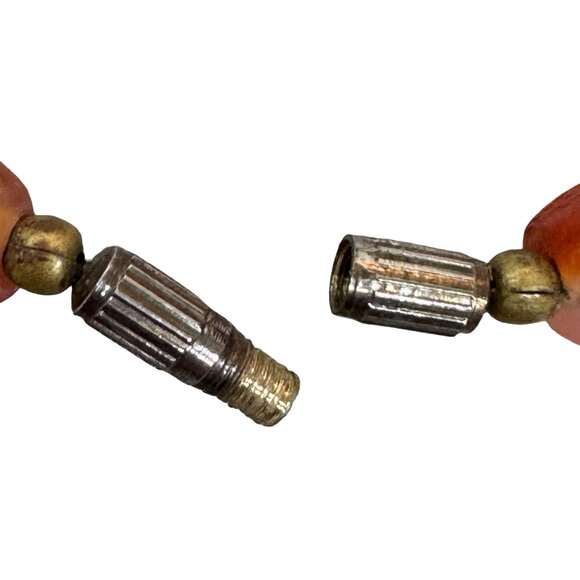 Vintage Beggars Bead Chunky Multi Gemstone Beaded Necklace Brass Accents 27" - Picture 4 of 7